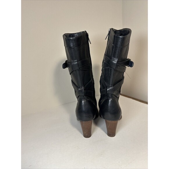 UGG Caroline High Heel Black Leather Side Zip Winter Boots Womens Sz 9 - Picture 10 of 11